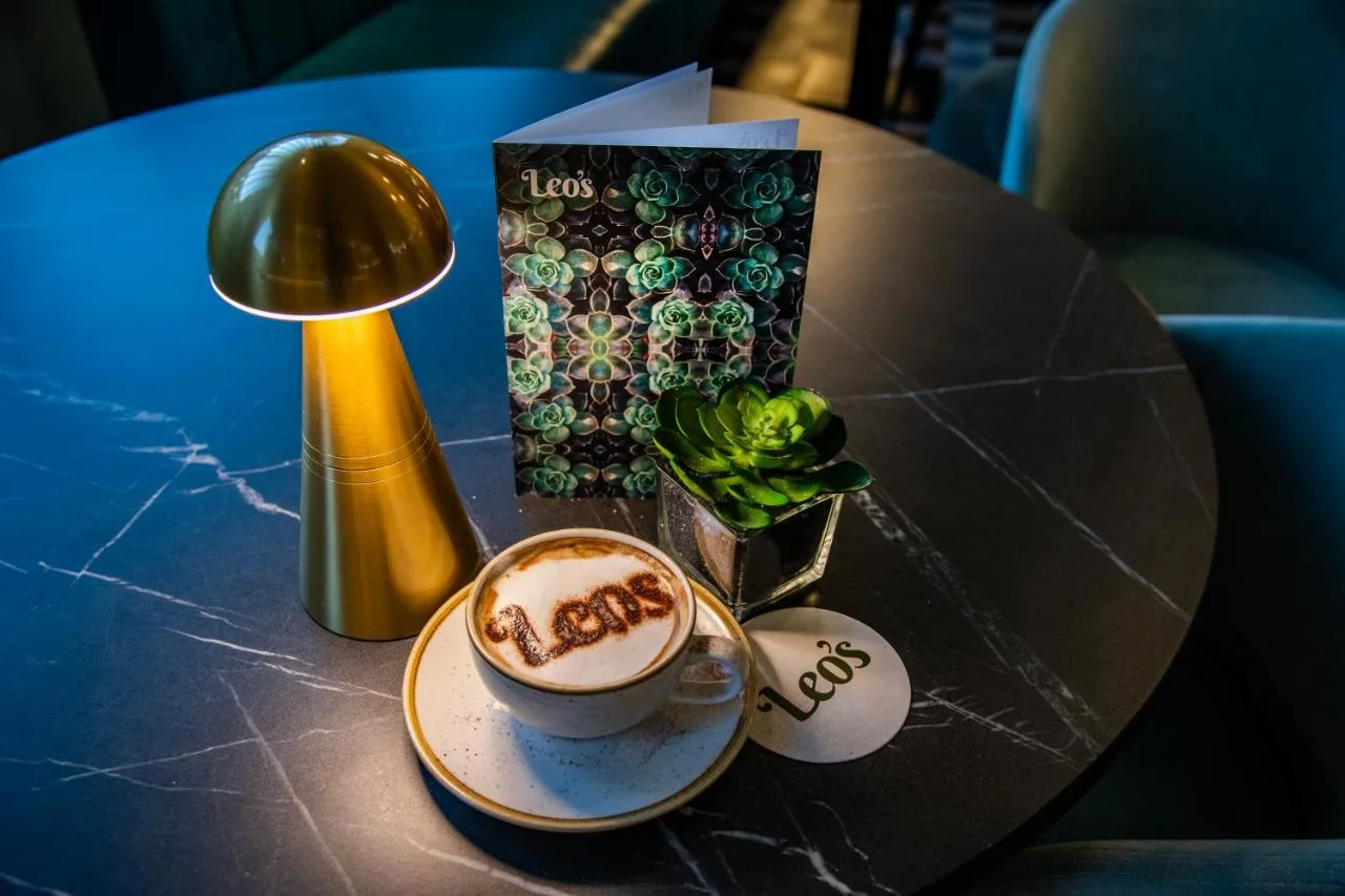 Coffee table with lamp in the hotel lounge near Brindleyplace